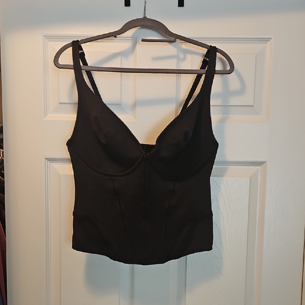 NWT Skims Cotton Shapewear Corset Soot Black XL